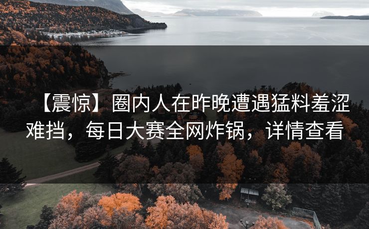 【震惊】圈内人在昨晚遭遇猛料羞涩难挡，每日大赛全网炸锅，详情查看