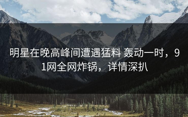 明星在晚高峰间遭遇猛料 轰动一时，91网全网炸锅，详情深扒