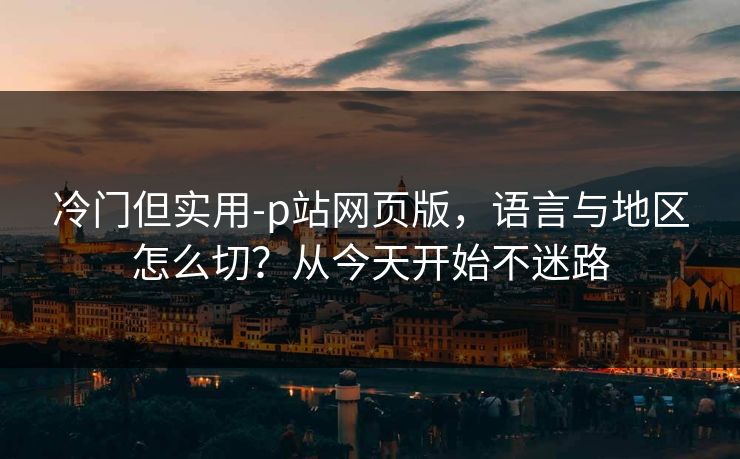 冷门但实用-p站网页版，语言与地区怎么切？从今天开始不迷路