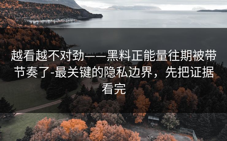 越看越不对劲——黑料正能量往期被带节奏了-最关键的隐私边界，先把证据看完