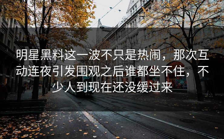 明星黑料这一波不只是热闹，那次互动连夜引发围观之后谁都坐不住，不少人到现在还没缓过来
